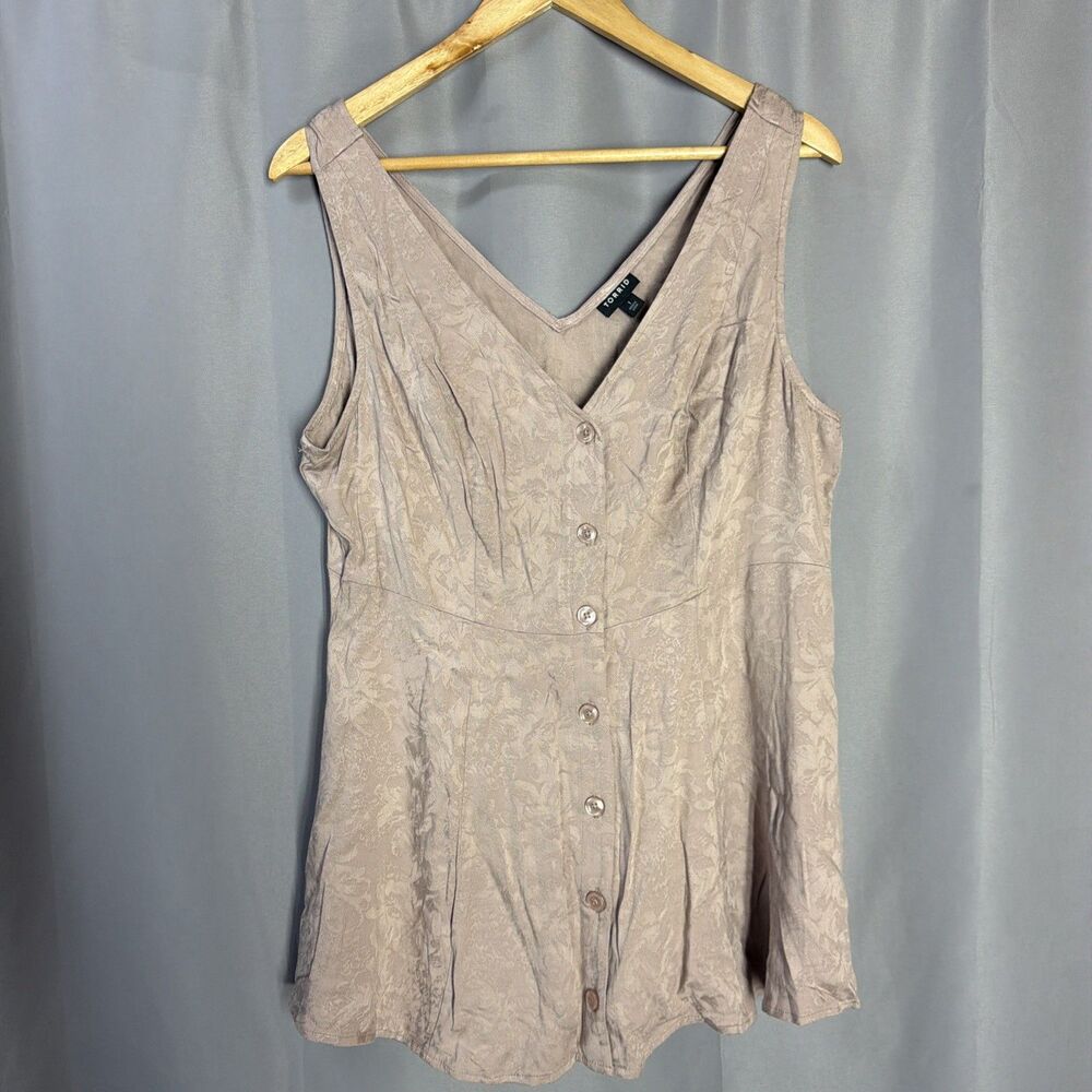 Torrid Womens Shirt Top Tank Blush Jacquard Button Front Peplum Size 1, 14-16